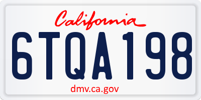 CA license plate 6TQA198