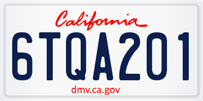 CA license plate 6TQA201