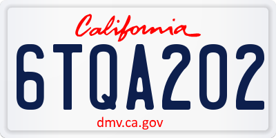 CA license plate 6TQA202