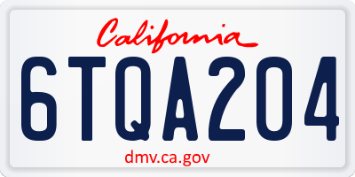 CA license plate 6TQA204