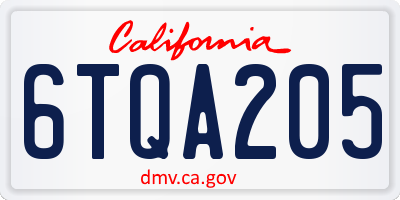 CA license plate 6TQA205