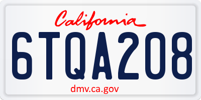 CA license plate 6TQA208