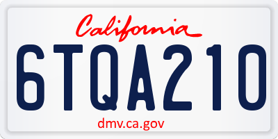 CA license plate 6TQA210