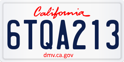 CA license plate 6TQA213