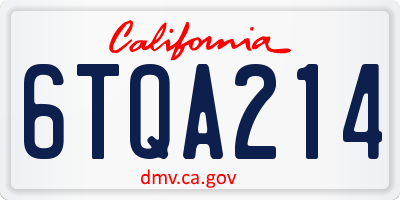 CA license plate 6TQA214