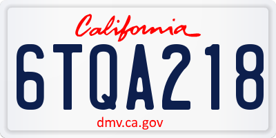 CA license plate 6TQA218