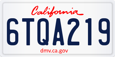 CA license plate 6TQA219