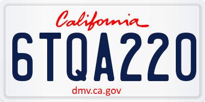 CA license plate 6TQA220