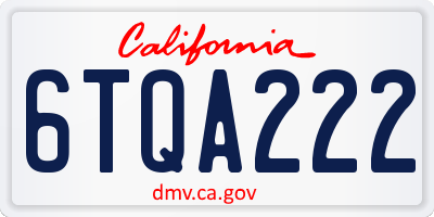 CA license plate 6TQA222