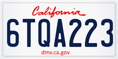 CA license plate 6TQA223