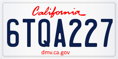 CA license plate 6TQA227