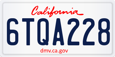 CA license plate 6TQA228