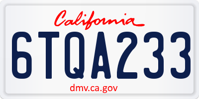 CA license plate 6TQA233