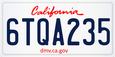 CA license plate 6TQA235