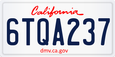 CA license plate 6TQA237