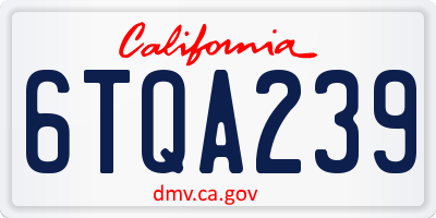CA license plate 6TQA239