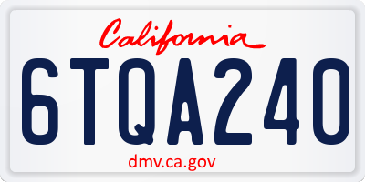 CA license plate 6TQA240