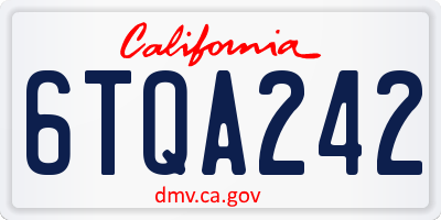 CA license plate 6TQA242