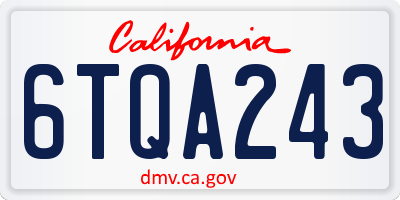 CA license plate 6TQA243