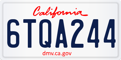 CA license plate 6TQA244