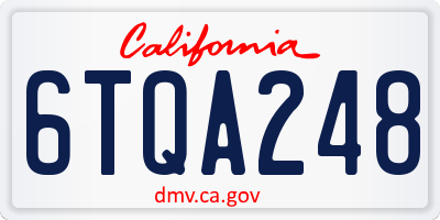 CA license plate 6TQA248