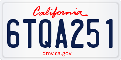 CA license plate 6TQA251