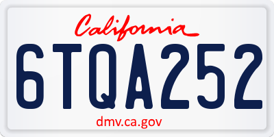 CA license plate 6TQA252