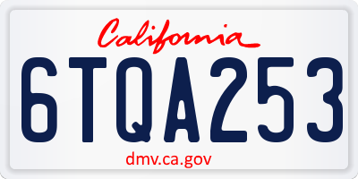 CA license plate 6TQA253