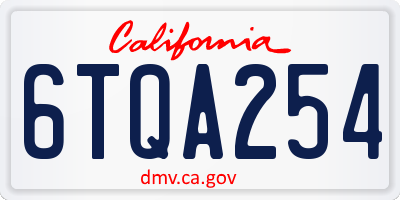 CA license plate 6TQA254