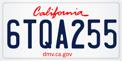 CA license plate 6TQA255