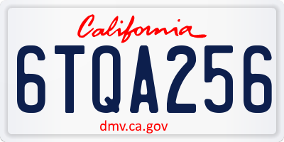 CA license plate 6TQA256