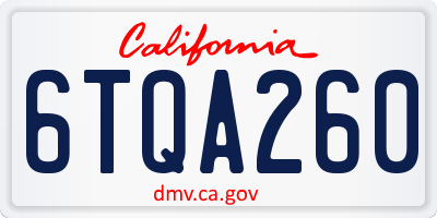 CA license plate 6TQA260