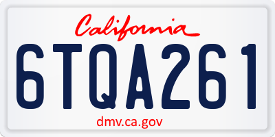 CA license plate 6TQA261