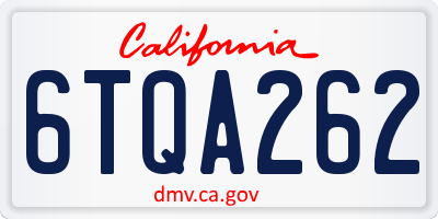 CA license plate 6TQA262