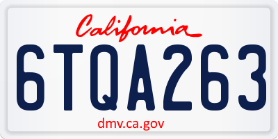 CA license plate 6TQA263