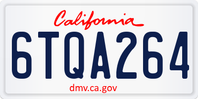 CA license plate 6TQA264
