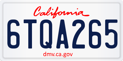 CA license plate 6TQA265