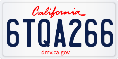 CA license plate 6TQA266