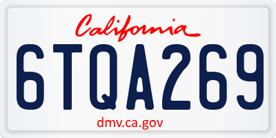 CA license plate 6TQA269