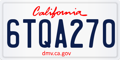 CA license plate 6TQA270