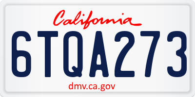 CA license plate 6TQA273