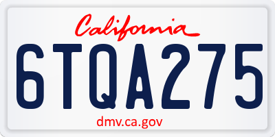 CA license plate 6TQA275