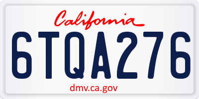 CA license plate 6TQA276