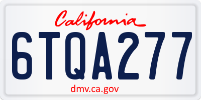 CA license plate 6TQA277