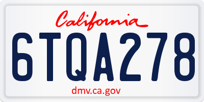CA license plate 6TQA278