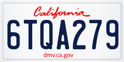 CA license plate 6TQA279