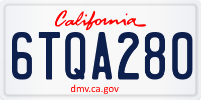 CA license plate 6TQA280