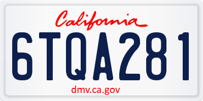 CA license plate 6TQA281