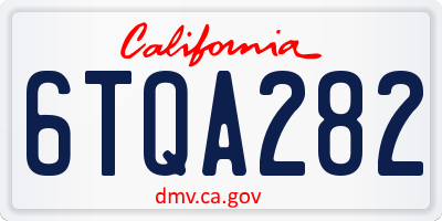 CA license plate 6TQA282