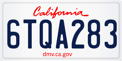 CA license plate 6TQA283